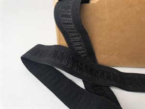 Elastik - sort med mønster, 22 mm